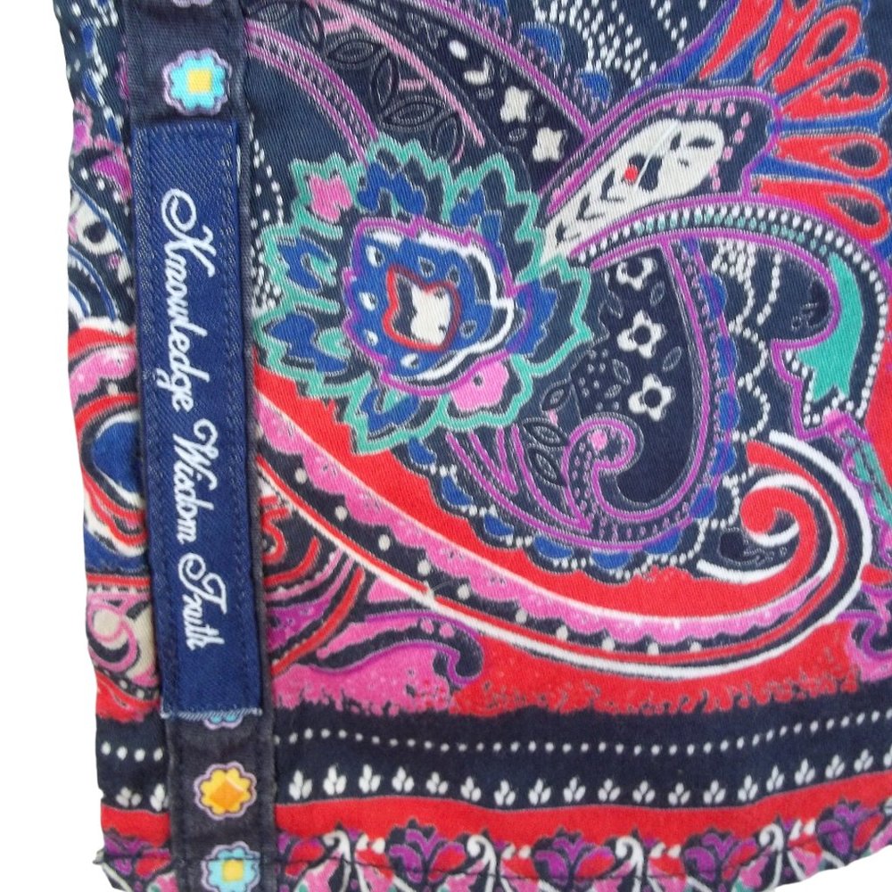 ROBERT GRAHAM Polka Dot Paisley Border Button Front Cotton Womens Blouse Sz 2 - Picture 11 of 14